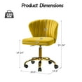 thumbnail image 4 of Velvet Task Office Chair Adjustable Swivel Rolling Gold Leg Tufted Back Teens Yellow, 4 of 10