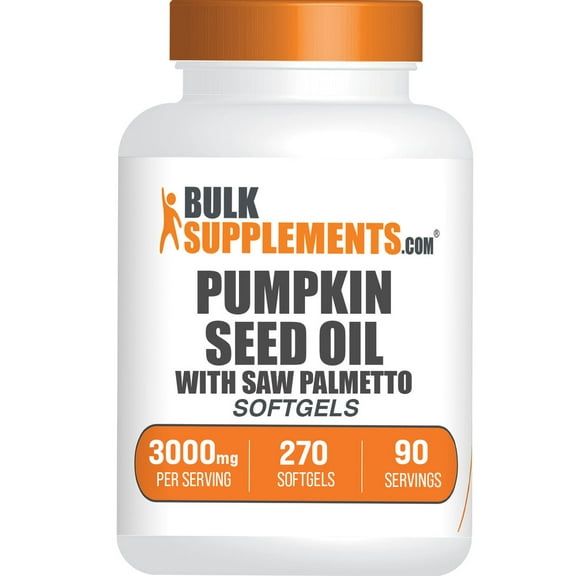 BulkSupplements Pumpkin Seed Oil with Saw Palmetto Softgels - Hair Growth Supplement, Herbal Supplement, 3 Softgels per Serving (3000mg), 270 Count
