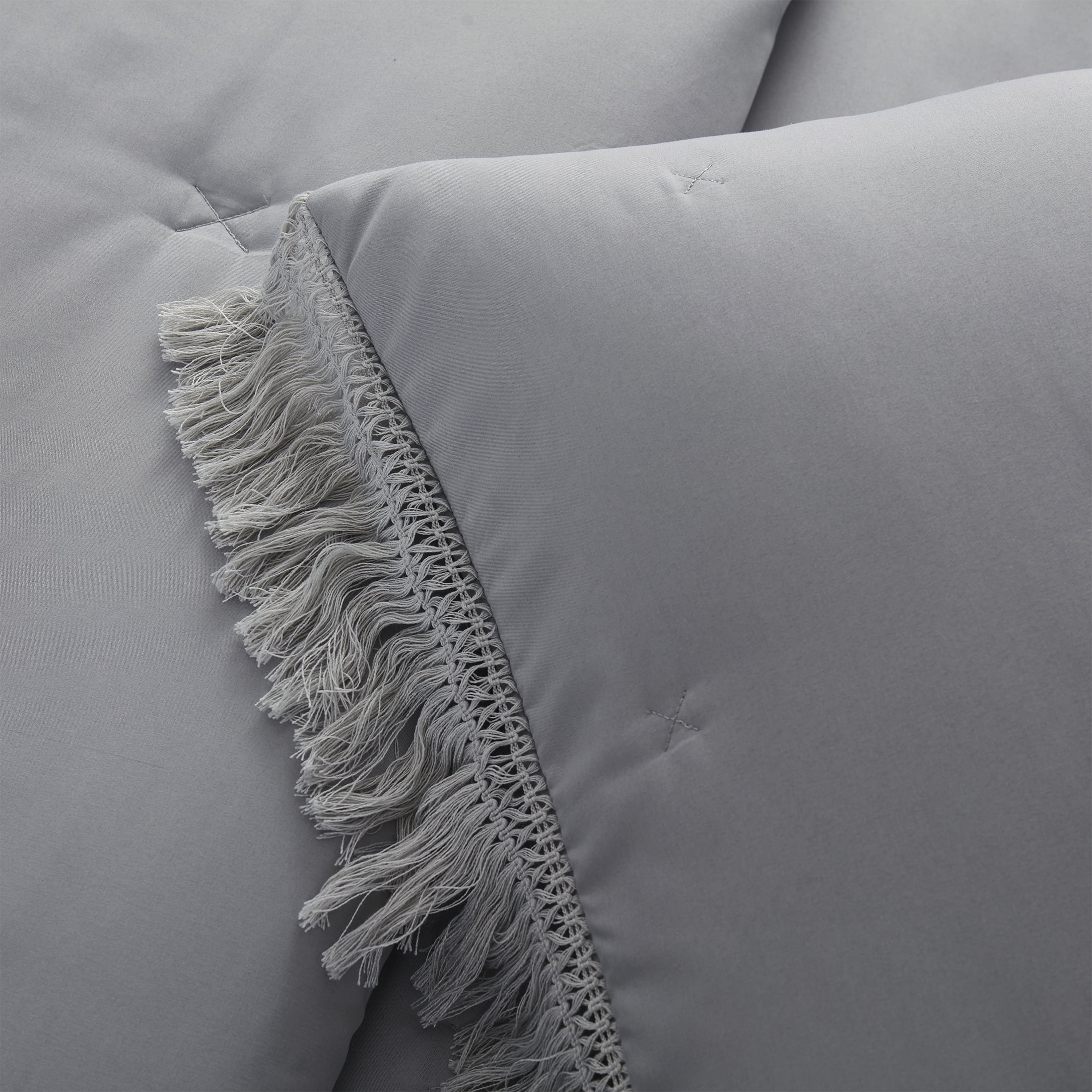 VCNY Home Ultimate Bedding Bundle 10-Piece Grey Cross Stitch Bed in a Bag, Twin/Twin XL