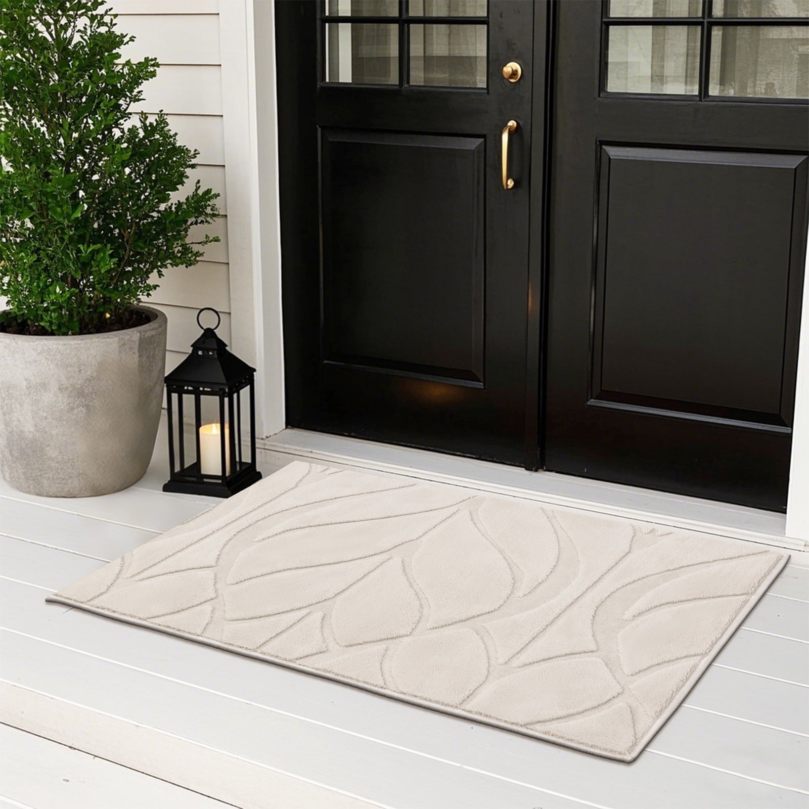 MeyJey 2'x3' Small Shag Area Rug for Living Room Modern High-Low Cut Machine Washable Rugs for Bedroom Dinning Room Office Decor Non-Slip Soft Carpet, Beige