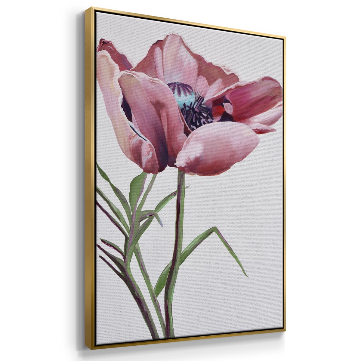 Paris Poppy Framed Premium Gallery Wrapped Canvas - Ready to Hang - 17 x 25 - Gold Floating Frame