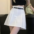 thumbnail image 5 of White Mini Skirt Women Fashion Solid Color High Waisted Casual Pleated Pants Skirt with Zipper Summer Skirts for Women, 5 of 7