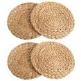 thumbnail image 2 of kilofly Natural Water Hyacinth Weave Placemat Round Braided Rattan Tablemats 11.8 inch x 4pc, 2 of 10