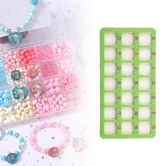 balikha Bead Mat 21 Grid Bead Cushion for Art Crafts Necklaces Making Jewelry Making Green