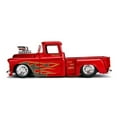 thumbnail image 3 of 1955 Chevrolet Stepside Pickup Truck with Blower Candy Red with Flames \Just Trucks\" Series 1/24 Diecast Model Car by Jada", 3 of 4