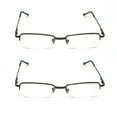 thumbnail image 2 of EYE ZOOM 2 Pack Reading Glasses Metal Rectangular Half Rimless Readers with Case for Men and Women, Gunmetal +3.00, 2 of 5