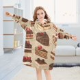 thumbnail image 5 of FORMRS Wearable Blanket Hoodie with Sleeves for Kids Cozy Flannel Sweatshirt, Brown Cakes, 5 of 7