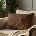 thumbnail image 6 of Throw Pillow Covers Set of 4 Embroidered Sequins Floral Design, Cushion Case for Sofa Couch Chair Bed, Brown, 14x20 inches, 6 of 9