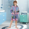 thumbnail image 5 of FORMRS Niños Bathrobe Unisex Hooded Robe Soft Plush Pajamas Sleepwear, Size 10-12T, Purple Window Scene, 5 of 7