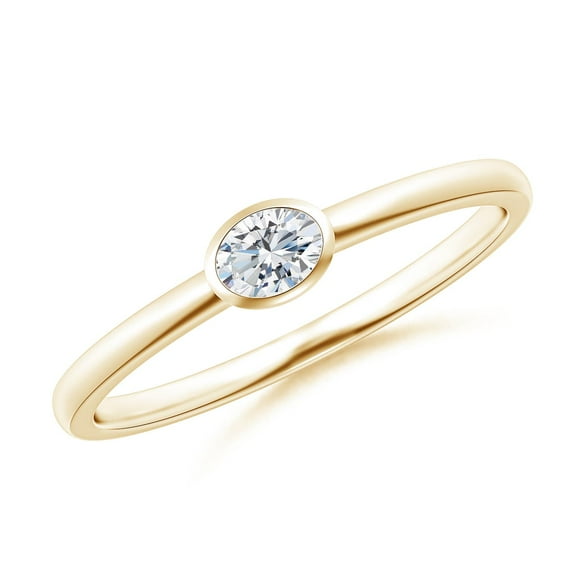 ANGARA Lab Grown East-West Diamond Solitaire Ring for Women in 14K Yellow Gold (Size-4x3mm| Color-F-G| Clarity-VS) | April Birthstone, Anniversary, Jewelry Gift for Women | Lab-Grown Diamond Ring