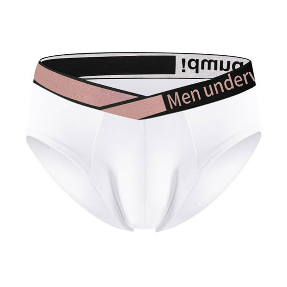 khonts,Men's Big V Gradient Briefs Belt Sport Comfortable Sexy U Underwear Low Waist Soft Underpants White XL