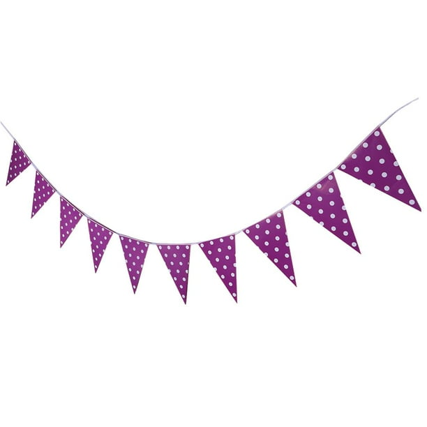 Banderín Triangular de Punto de Cumpleaños Yotijar Decoración Colgante Empavesado Morado