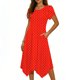 thumbnail image 3 of TaTaai Women's Polka Dot Flutter Sleeve Dress Short Sleeve Round Neck Midi Casual Dress with Irregular Hem Lightweight Stretchy Gift, 3 of 6