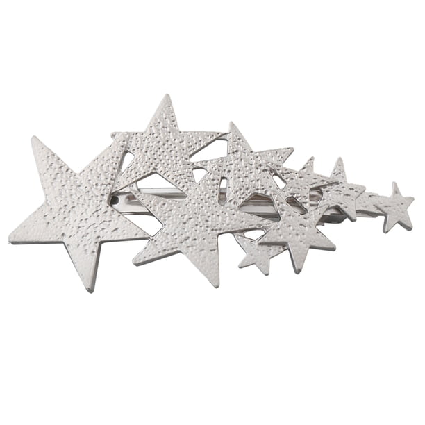 Womens Brushed Metal French Star Clips Spring Barrettes Ponytail Holder Silver Sunnimix Pasadores de primavera franceses