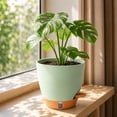 thumbnail image 6 of FEOLGEHLY 2 Pack 5.9 inch Self Watering Pots for Indoor Plants, Planters for Indoor Plants, Flowerpot with Wick & Reservoir, Green, 6 of 8