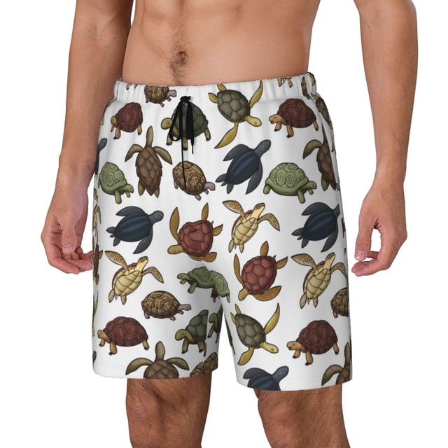 Fotbe Various Turtle Traje de Baño para Hombre – Shorts de Natación de Secado Rápido con Forro y Bolsillos-Large