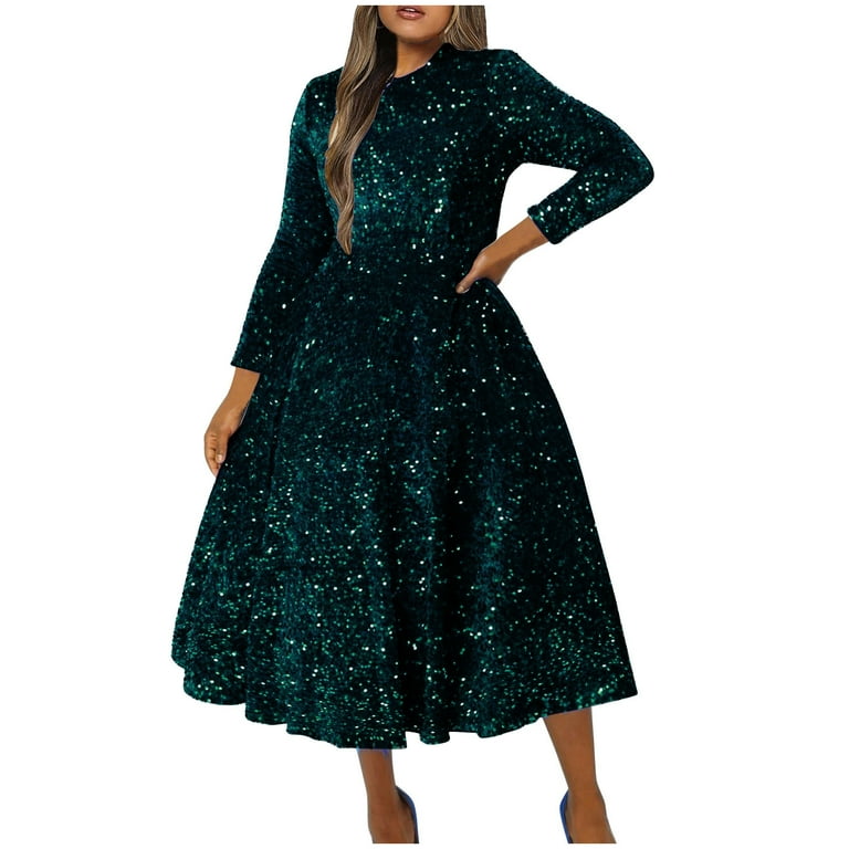 Xqxayjr Womens Summer Glitter Sequin Midi Dress Under Plus Size Long Sleeve Sparkly Scoop Neck Curvy Dresses A Line Swing Boho White Church Dress Xqxayjr Womens Summer Glitter Sequin Midi Dress Under Plus Size Long Sleeve Sparkly Scoop Neck Curvy Dresses A Line Swing Boho White Church Dress