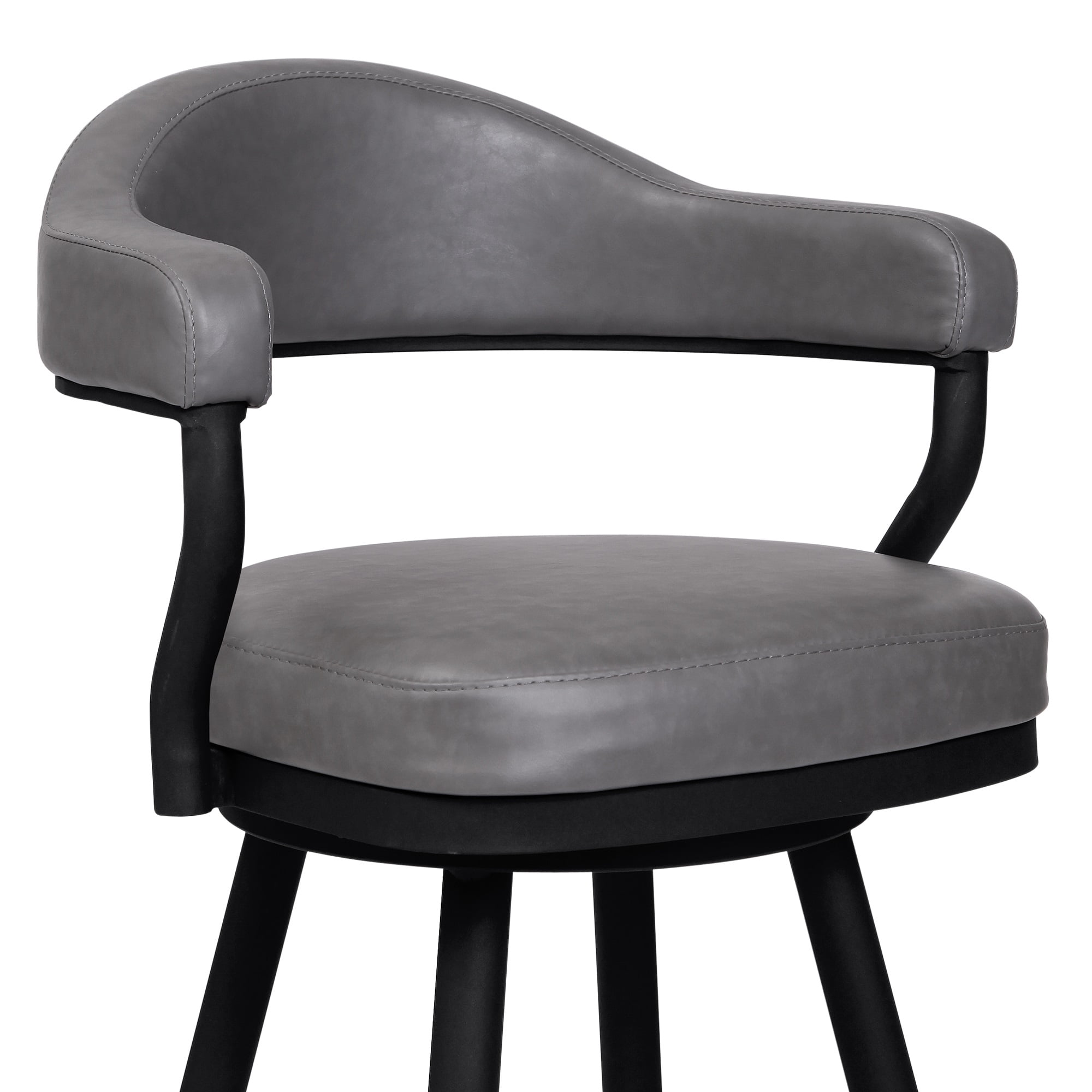 Armen Living Justin 30" Modern Metal Swivel Bar Stool in Black/Vintage Gray