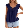 thumbnail image 4 of PRETTYGARDEN Womens Tie Front Tank Tops Summer Fashion Cap Sleeve Babydoll Blouses Flowy Shirts Spring Going Out Outfits, 4 of 8