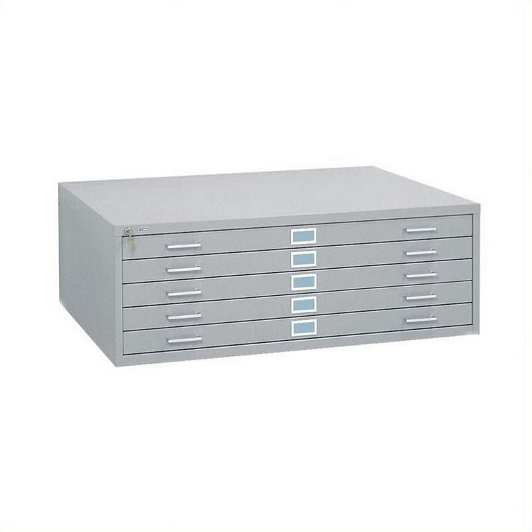 Safco 5 Drawer Flat File Cabinet with Closed Base in Gray