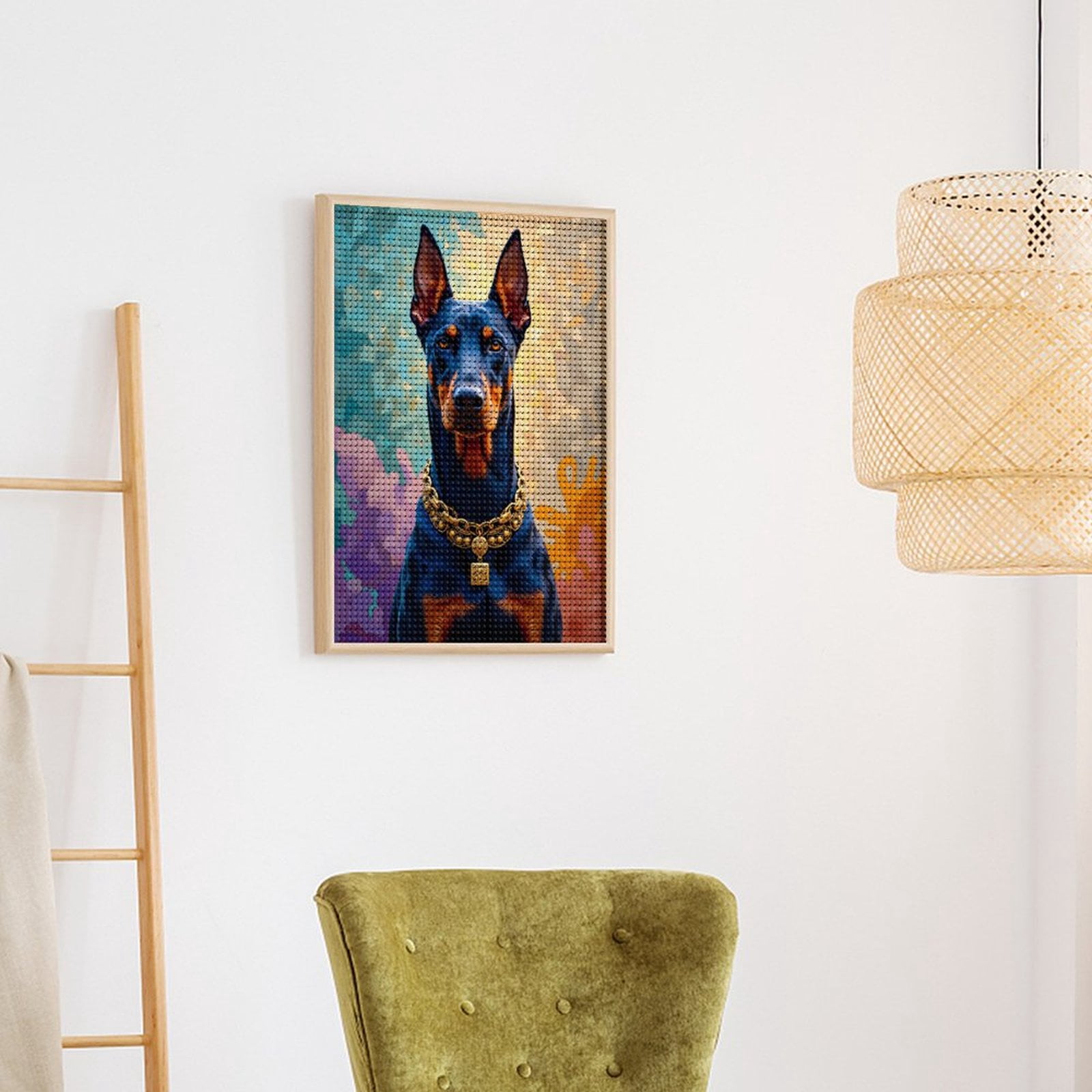 Diamond Art Kits for Adults, Noble Canine Vibrant Mosaic Background 5D Diamond Painting Kits for Adults Beginners, DIY Full Drill Diamond Painting, Gem Art and Crafts 12x16
