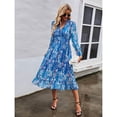 thumbnail image 2 of OUSIMEN Women's Casual Long Sleeve V Neck Loose Floral Dress Long Dresses Swing Dress for Women, 2 of 5