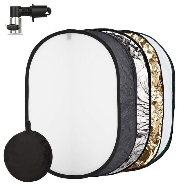 Reflector De Luz Fotográfica 24X36 Pulgadas/ 60X90 Cm Difusor 5 En 1 Fotografía Plegable Con Bolsa Y Clips Para Soporte De Reflector Para Estudio Iluminación Exterior Translúcido Plata Dorado Blanco Y