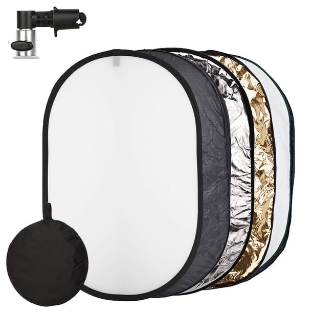 Reflector De Luz Fotográfica 24X36 Pulgadas/ 60X90 Cm Difusor 5 En 1 Fotografía Plegable Con Bolsa Y Clips Para Soporte De Reflector Para Estudio Iluminación Exterior Translúcido Plata Dorado Blanco Y