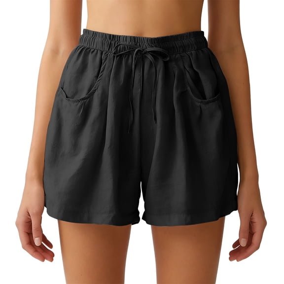 TRUBKH Womens Bermuda Shorts Womens Athletic Shorts Gym Dance Lounge Shorts Hiking Cargo Shorts Active Shorts for Women Ruffle Short Pants Knee Length High Waisted Lightweight Shorts Black 1 M-4XL