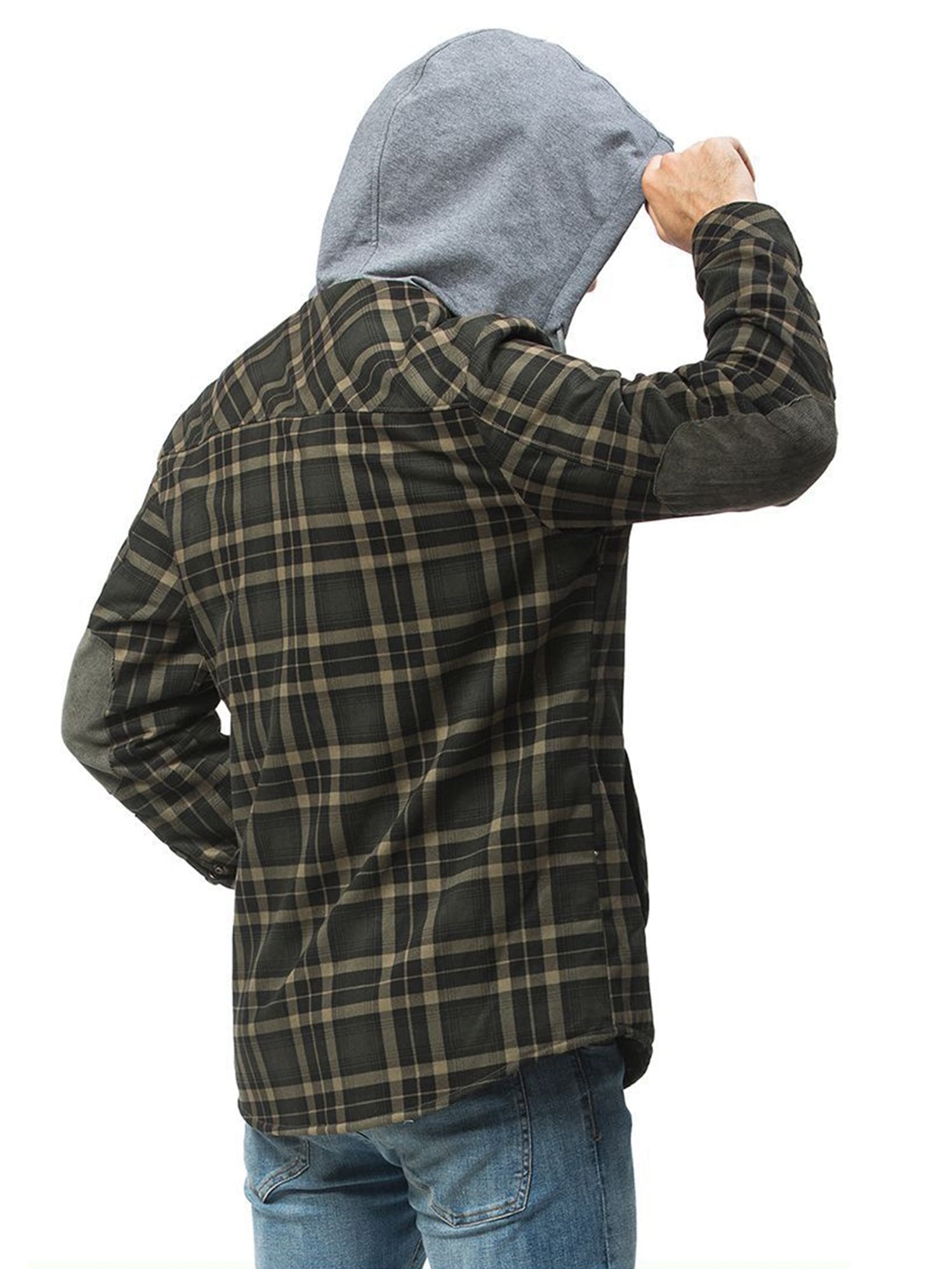 HIMONE Mens Vintage Plaid Shirts Jacket 