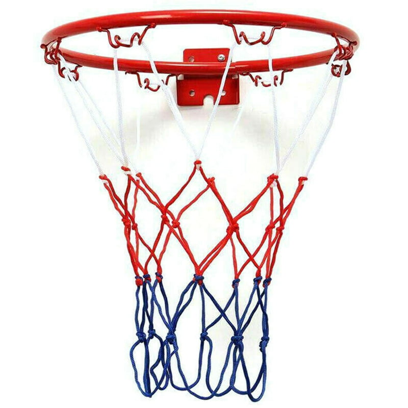 32cm Wall Mounted Basketball Hoop And Netting Metal Hanging w/ Goal 4 Rim S M8K2 