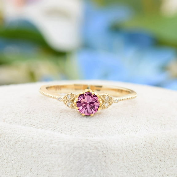 Sapphire Ring Round cut gemstone engagement ring 925 sterling silver ring Gift for her