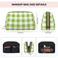 thumbnail image 5 of Naloa White Green Plaid Leather Makeup Bag for Purse Travel, Portable Small Cosmetic Organizer for Women and Girls, Make up Bag with Zipper, 5 of 8