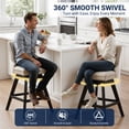 thumbnail image 5 of Swivel Bar Stools Set of 4, 26" Counter Height Bar Stools with Back, Farmhouse Velvet Barstools for 34–38" Kitchen Island, Beige (Set of 4), 5 of 11