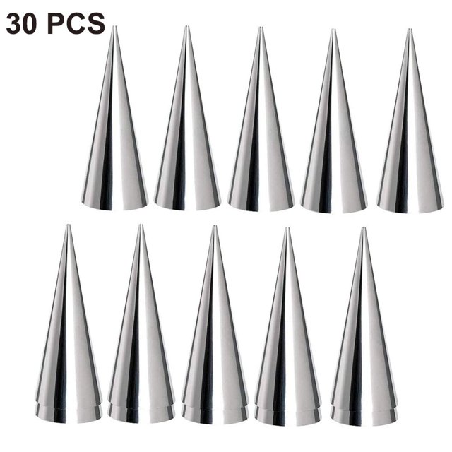 30 moldes de acero inoxidable con forma de cono para croissants, moldes cónicos para rollos de crema pastelera en espiral, moldes para pan, pasteles, cannoli, croissants y más