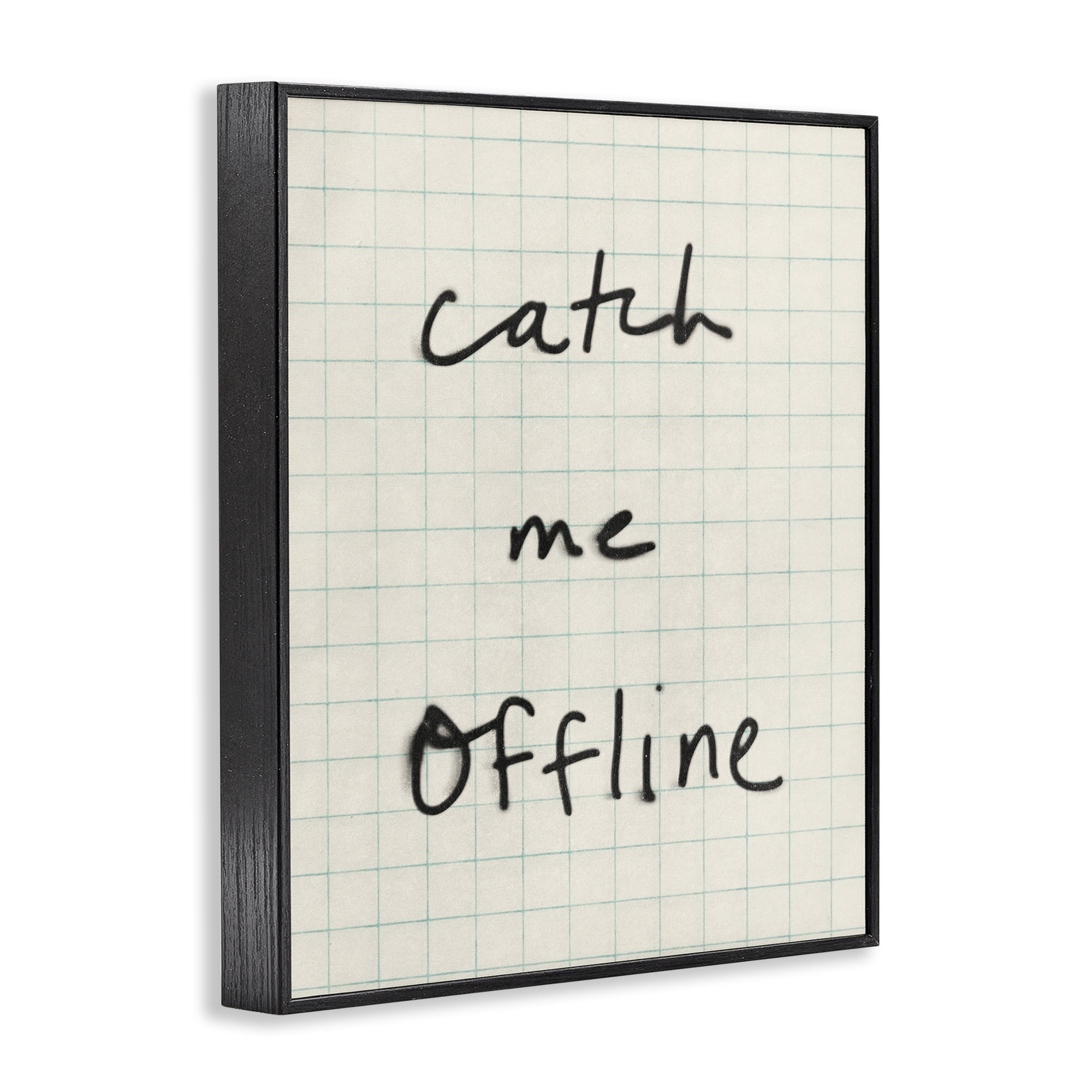 Stupell Industries Catch Me Offline Scrawl Black Framed Giclee Art, design by Victoria Barnes
