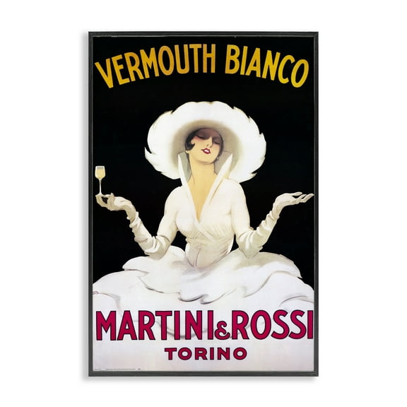 Stupell Industries Vermouth Vintage Lady Advertisement People Painting Black Framed Art Print Wall Art, 12 x 18