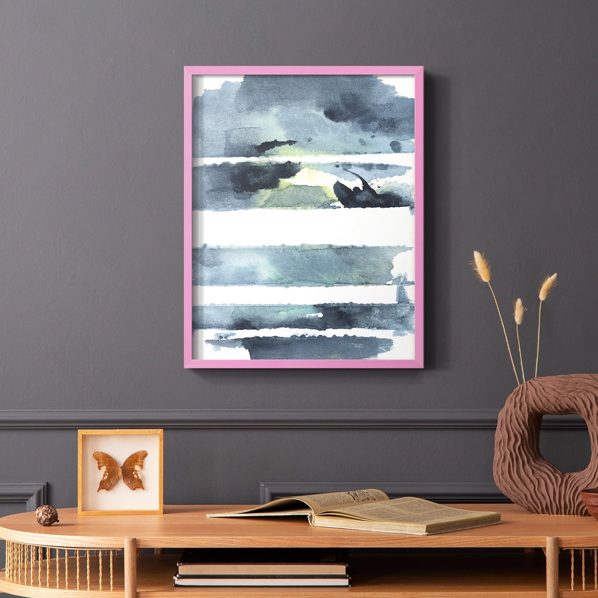 Blue Memories I Framed Print in Pink Solid Wood Framed Print No Nail Hanging