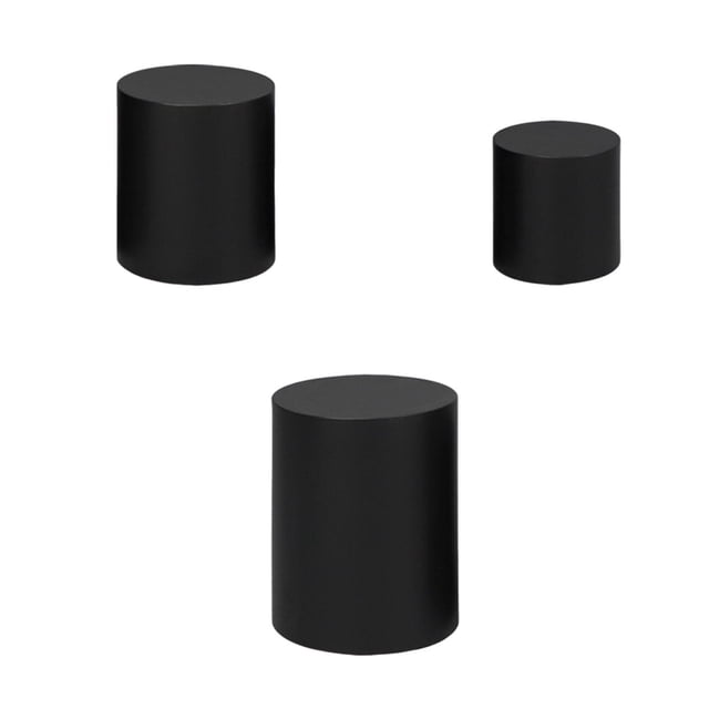 3 pedestales cilíndricos redondos para tartas, mesas decorativas, cilindros festivos Negro