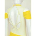 thumbnail image 5 of YUUMIN Kids Girls Cold Shoulder Rhinestones Leotard Dress Hollow Back Skirted Ballerina Costume Dance Yellow 12, 5 of 7