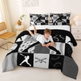 thumbnail image 3 of Castle Fairy Baseball Collage Full Size Comforter Sets 3-Piece, Sport Theme Checkered Bedding Comforter Set, Gray Black,Black Reversible,1 Comforter and 2 Pillowcases, 3 of 6
