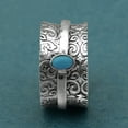 thumbnail image 1 of 5x3MM Oval Turquoise 925 Silver Anxiety Spinner Band for men women, 1 of 2