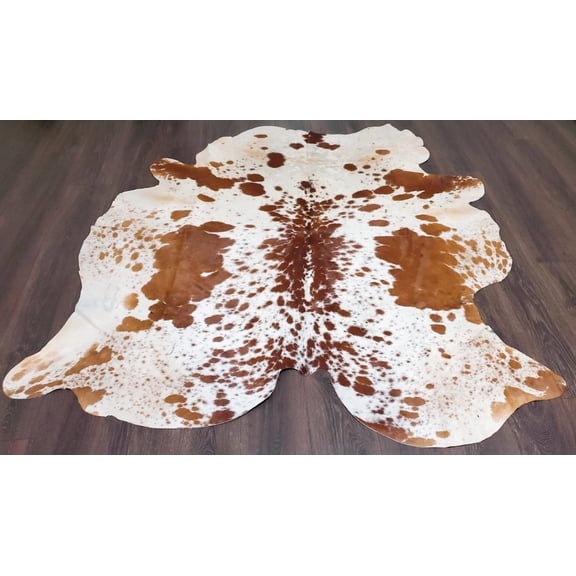 Tricolor Cow Skin Area Rug Hair on Leather Hide 6.5 ft X 6.5 ft - 45 x 45 sq.ft Approx. Multicolor