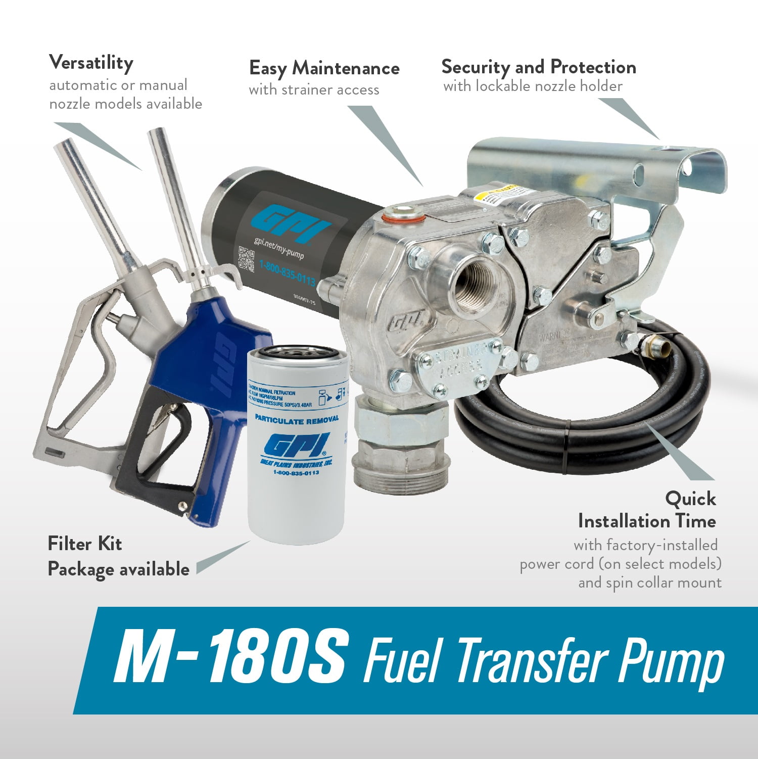 GPI M-180S-ML 12-Volt POMPE DE TRANSFERT de carburant (18gpm) 110300-1 —  EQUIPEMENT GARANT