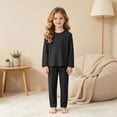 thumbnail image 2 of masbird Toddler Girls Boys Pajamas Cotton Kids 2 Piece Solid Color Pjs Sleepwear Clothes Sets Fall Winter 6-12 Months 12-24 Months 2t 3t 4t 5t 6t 7t 8t 9t Children(Black,3-4 Y), 2 of 7