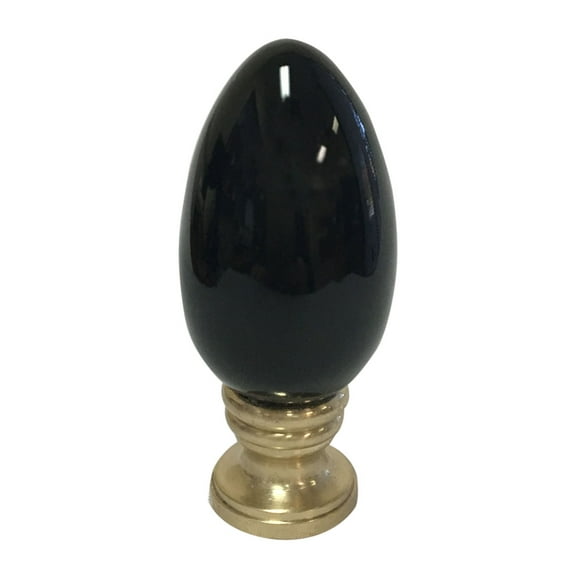 Royal Designs, Inc. Ceramic Egg Shaped Lamp Finial for Lamp Shade, F-5051BLK-1, Black, Single