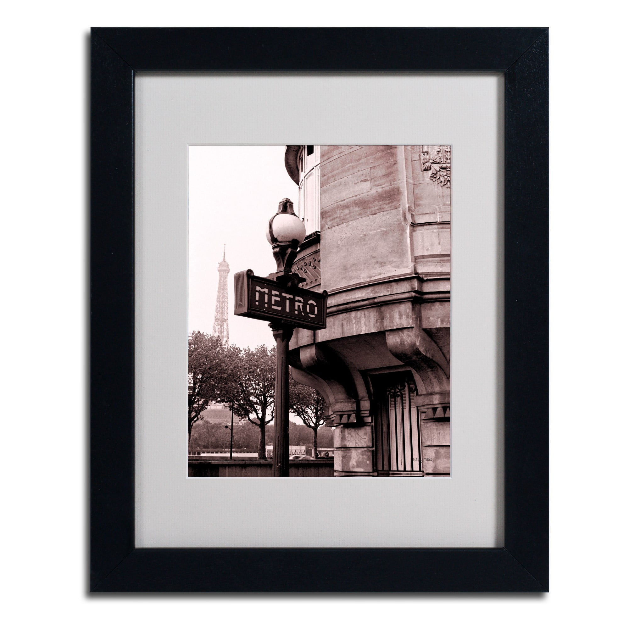 Trademark Fine Art "Metro and Eiffel" Matted Framed Art by Kathy Yates, Wood Frame