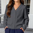 thumbnail image 6 of AUDeals Boys Girls Knit Cardigan V-Neck Long Sleeve Button Sweater Knitted Cotton School Uniform Preppy Fall Ribbed Sweater Jacket Tops (Dark Gray, 5-6 Years), 6 of 7