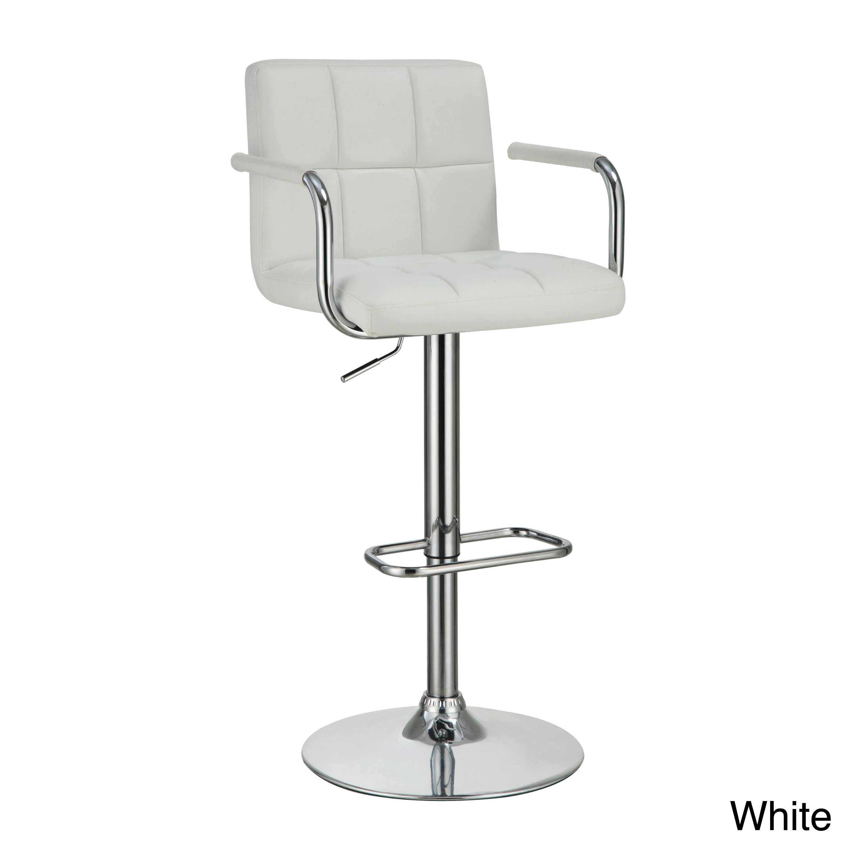 A Line Furniture Flash Faux Leather Adjustable Bar Stool with Arms