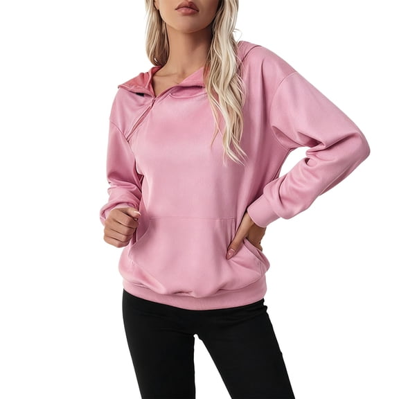 CAIXIA Women Hoodies Zip Front Lined Hoodie Cozy Soft Warm Pullover Sweatshirt With Adjustable Drawstring For Casual Outdoor Fall Winter Comfort,Pink